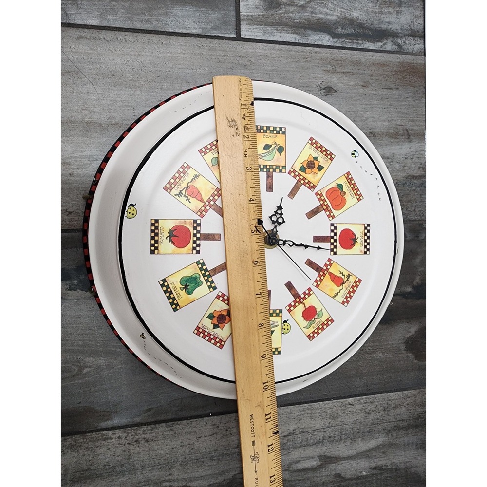 Vintage Hand Painted Vegetable Plate Wall Clock Rustic Country Kitchen Decor 99 - Picture 8 of 9